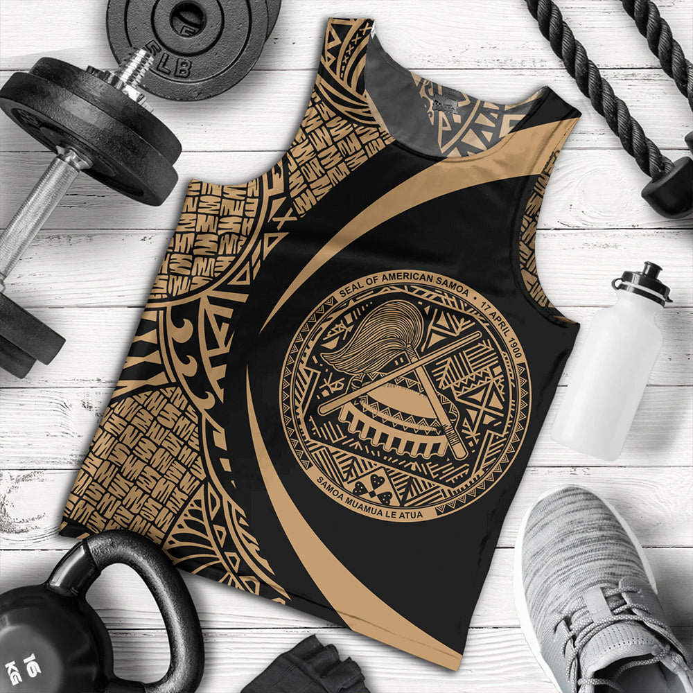 Samoa Tank Top American Samoa Coat Of Arm Lauhala Gold Circle
