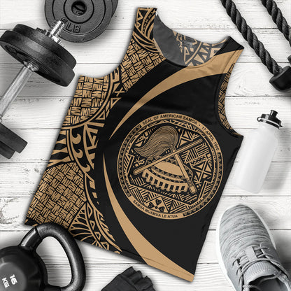 Samoa Tank Top American Samoa Coat Of Arm Lauhala Gold Circle