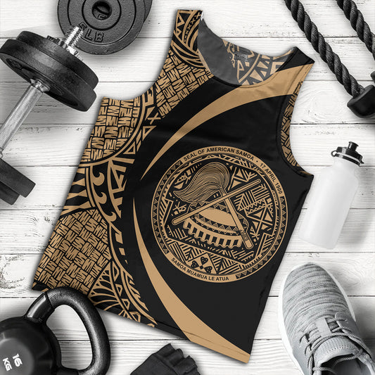 Samoa Tank Top American Samoa Coat Of Arm Lauhala Gold Circle