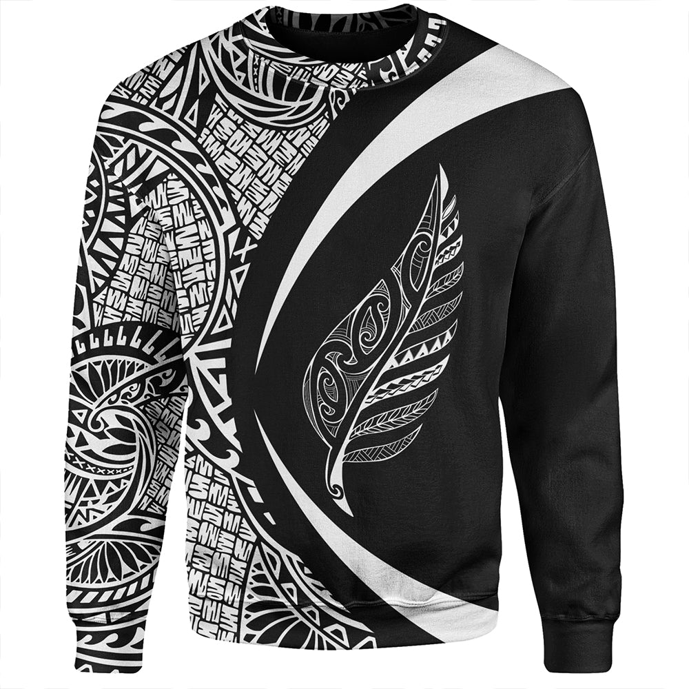 New Zealand Sweatshirt Silver Fern Lauhala White Circle