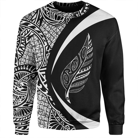 New Zealand Sweatshirt Silver Fern Lauhala White Circle