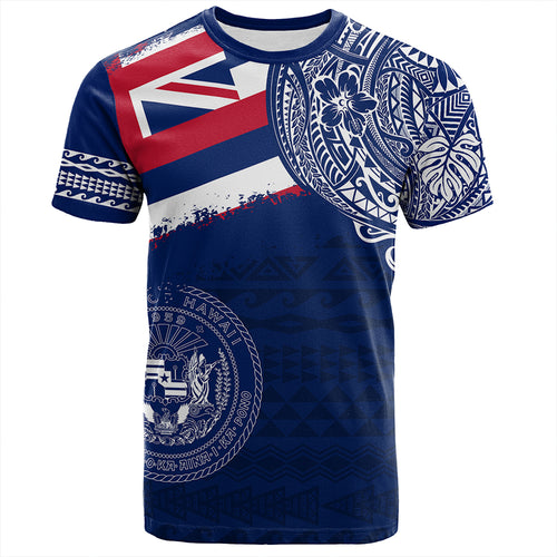Hawaii T-Shirt Polynesian Flag With Coat Of Arms