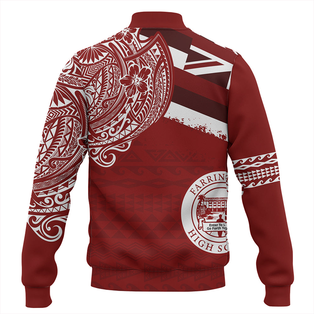 Hawaii Baseball Jacket Farrington High School Flag With Crest Style