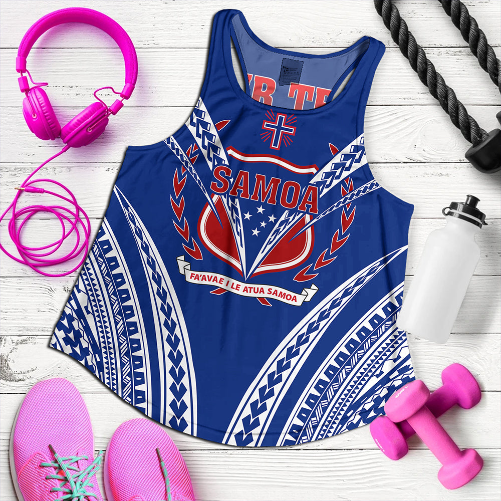 Samoa Women Tank Custom Polynesian Tribal Crest Design