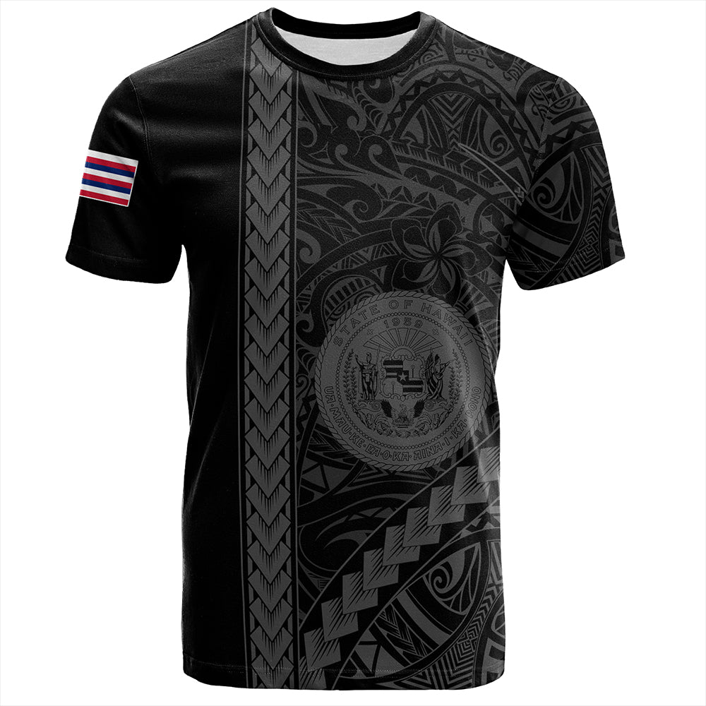 Hawaii T-Shirt Tribal Polynesian Coat Of Arms Gray