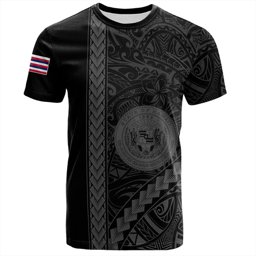 Hawaii T-Shirt Tribal Polynesian Coat Of Arms Gray