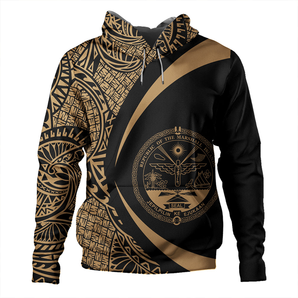 Marshall Islands Hoodie Coat Of Arm Lauhala Gold Circle