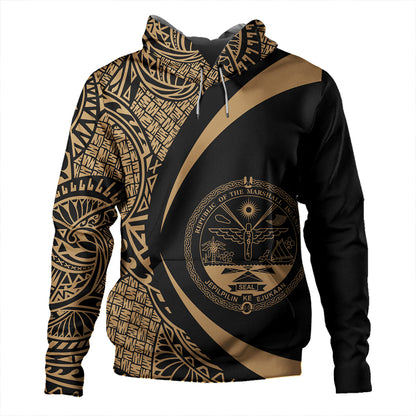 Marshall Islands Hoodie Coat Of Arm Lauhala Gold Circle