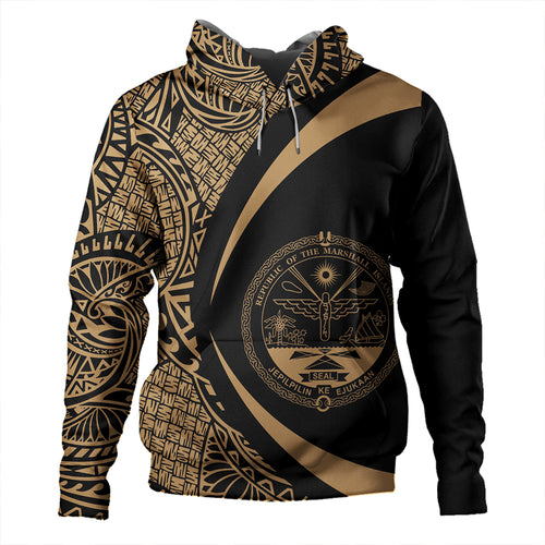 Marshall Islands Hoodie Coat Of Arm Lauhala Gold Circle