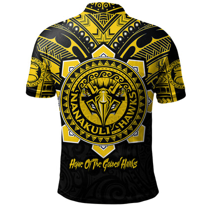 Hawaii Polo Shirt Custom Nanakuli High & Intermediate School Home Of Golden Hawks Tribal Style