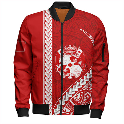 Tonga Bomber Jacket Tribal Polynesian Coat Of Arms