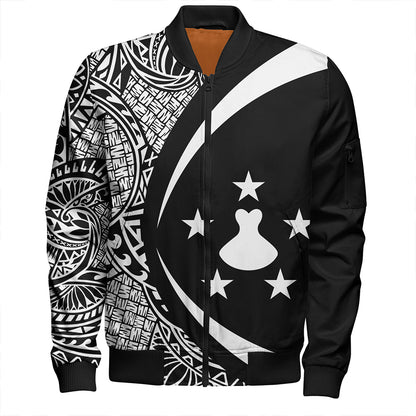 Austral Islands Bomber Jacket Coat Of Arm Lauhala White Circle