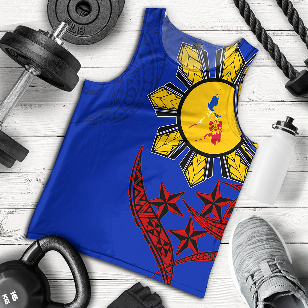 Philippines Tank Top Tribal Sun In My Heart Color Flag Style