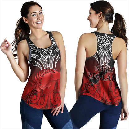 New Zealand Women Tank Maori Kiwi Bird Symbols Map