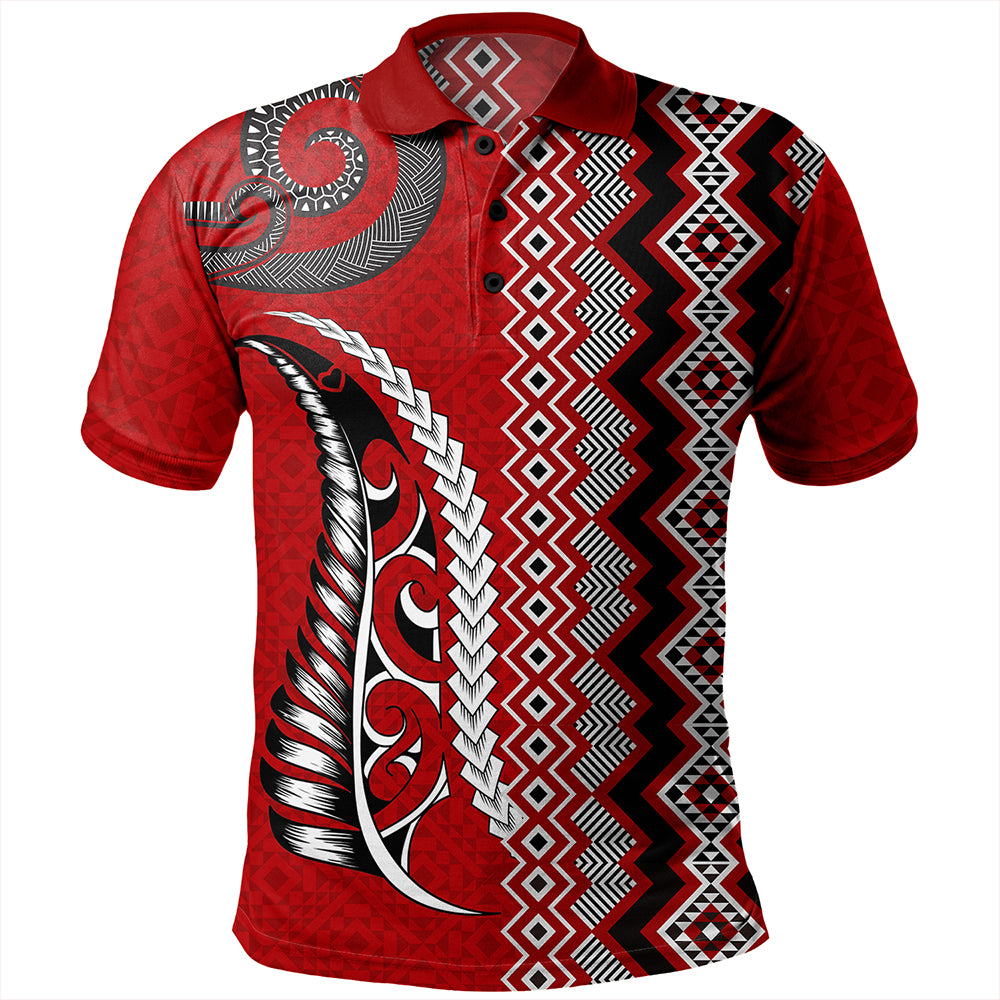 New Zealand Polo Shirt Maori Fabic Pattern Silvers Fern