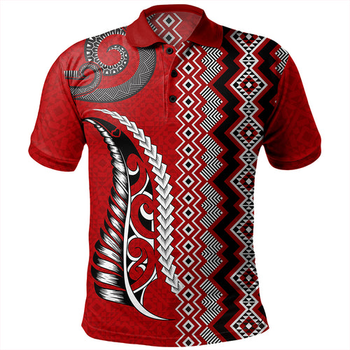 New Zealand Polo Shirt Maori Fabic Pattern Silvers Fern