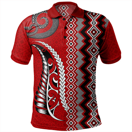 New Zealand Polo Shirt Maori Fabic Pattern Silvers Fern