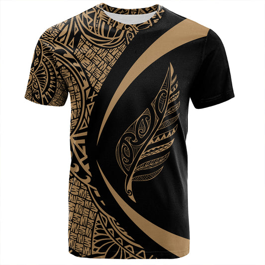 New Zealand T-Shirt Silver Fern Lauhala Gold Circle