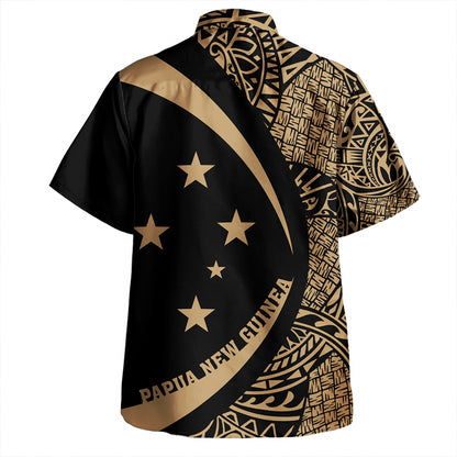 Papua New Guinea Hawaiian Shirt Coat Of Arm Lauhala Gray Circle