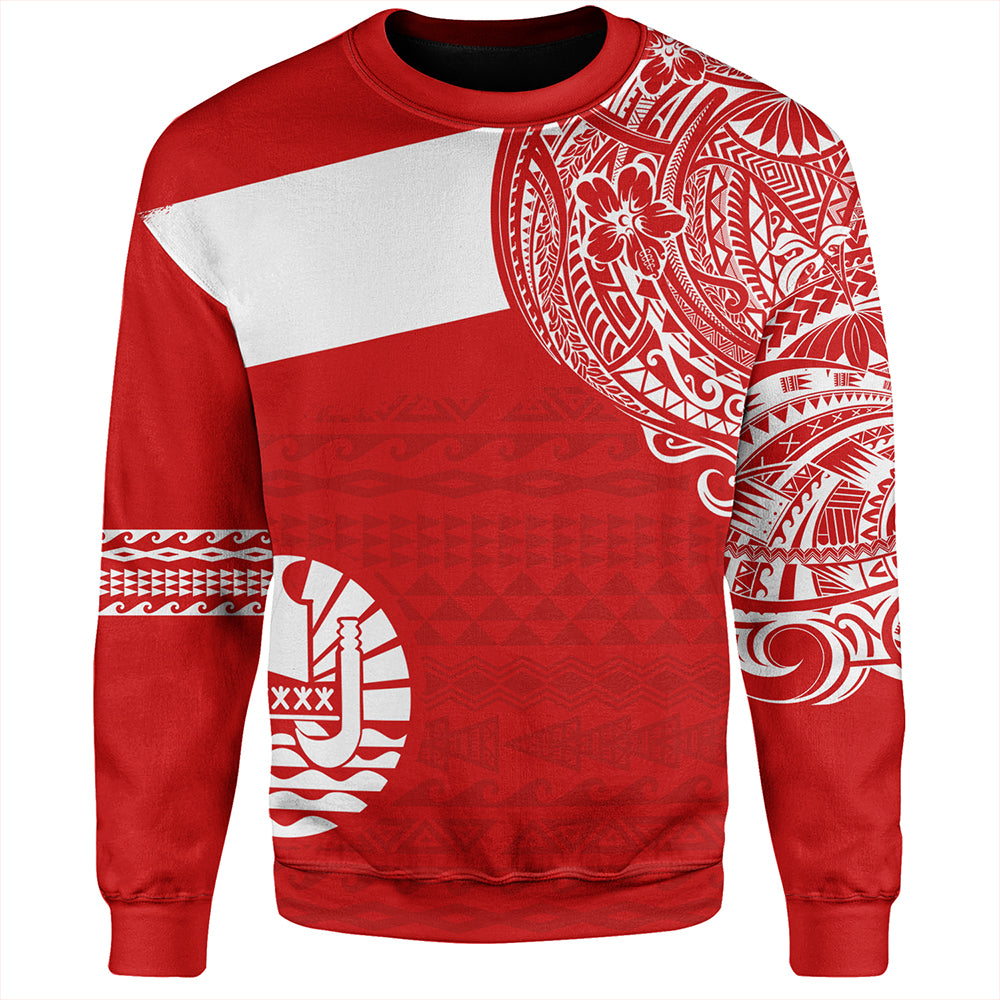 Polynesian Sweatshirt Tahiti Flag With Coat Of Arms