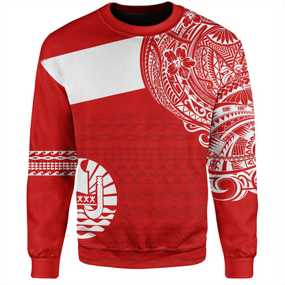 Polynesian Sweatshirt Tahiti Flag With Coat Of Arms