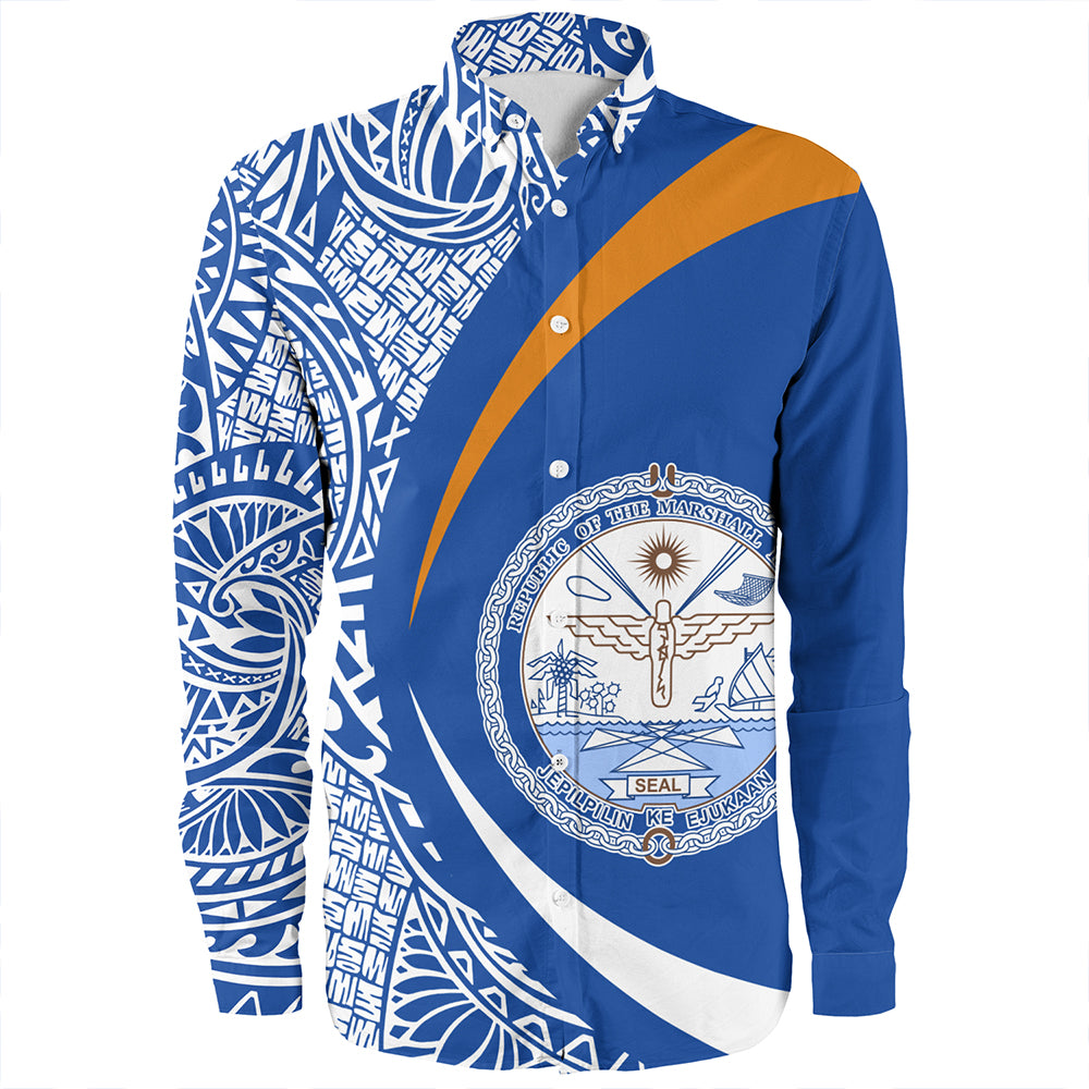 Marshall Islands Long Sleeve Shirt Coat Of Arm Lauhala Circle