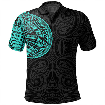 Samoa Tribal Maori Tattoo Roman Reigns Polo Shirt Turquoise