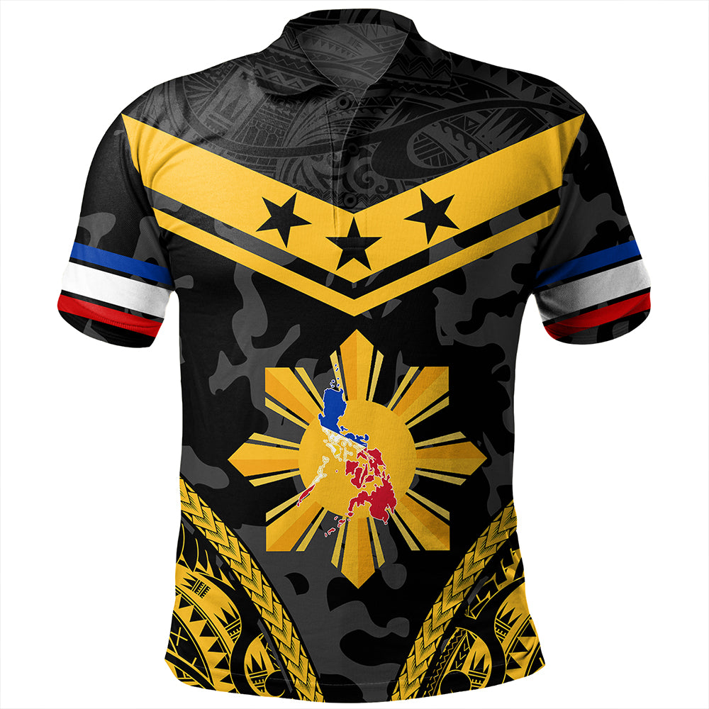 Philippines Polo Shirt Polynesian Sun Star Style Camouflage
