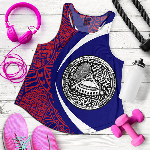 Samoa Women Tank American Samoa Coat Of Arm Lauhala Circle