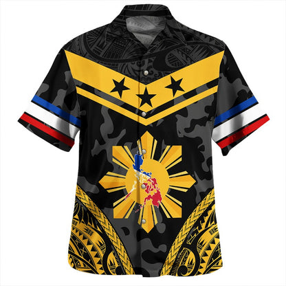 Philippines Hawaiian Shirt Polynesian Sun Star Style Camouflage