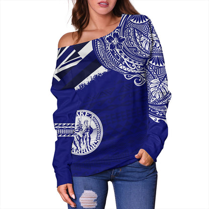 Hawaii Off Shoulder Sweatshirt Waiakea High School With Crest Style