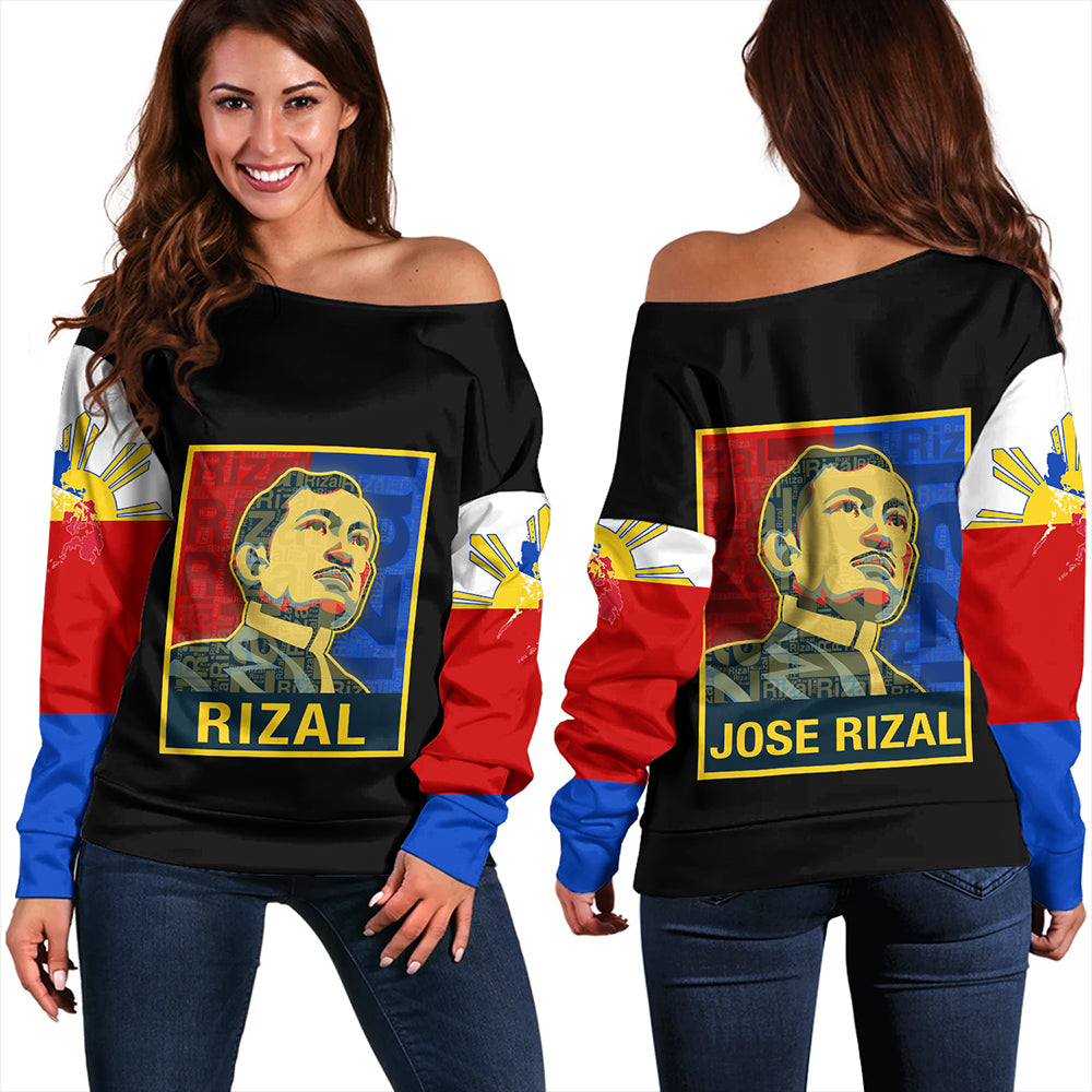 Philippines Off Shoulder Sweatshirt Rizal Day Flag | Polynesian.co