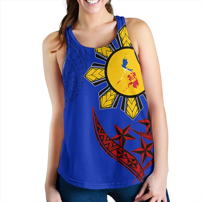 Philippines Women Tank Tribal Sun In My Heart Color Flag Style