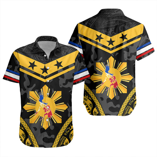 Philippines Short Sleeve Shirt Polynesian Sun Star Style Camouflage