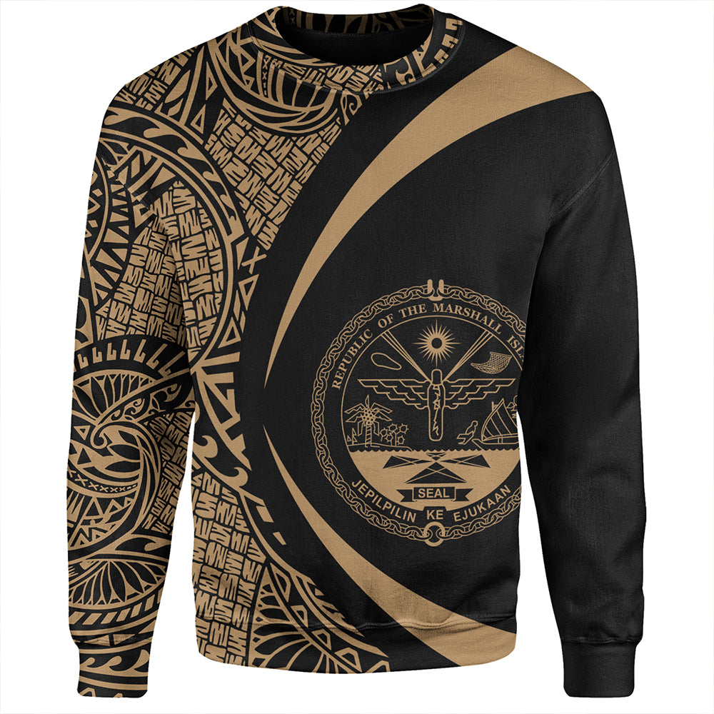 Marshall Islands Sweatshirt Coat Of Arm Lauhala Gold Circle