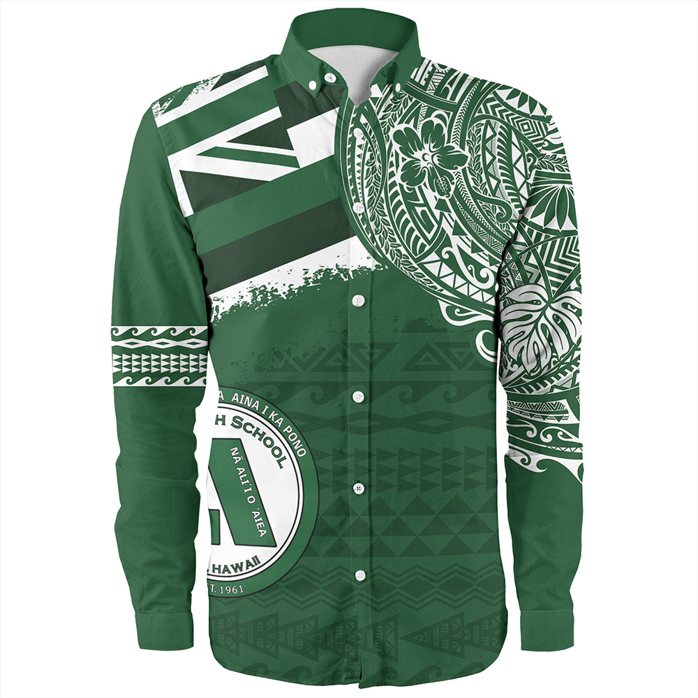 Hawaii Long Sleeve Shirt Aiea High School Flag With Crest Style