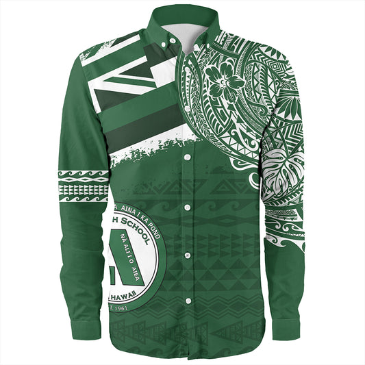 Hawaii Long Sleeve Shirt Aiea High School Flag With Crest Style