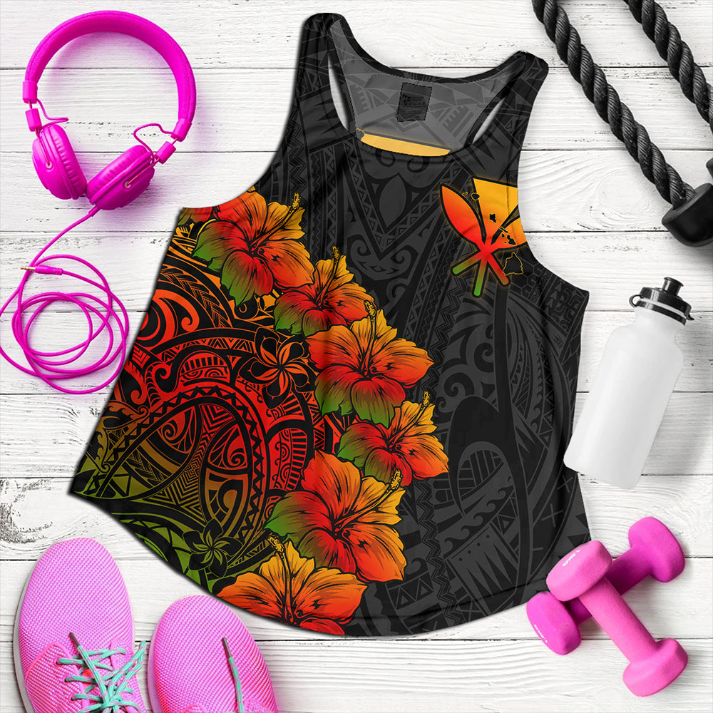 Hawaii Women Tank Hawaii Kanaka Map Style Tropical