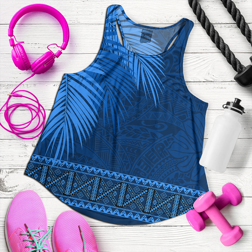 Samoa Women Tank Masi Dobby Fabric Leaves