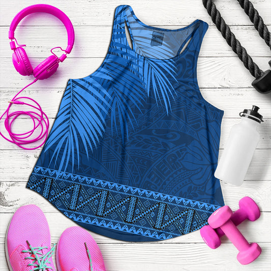 Samoa Women Tank Masi Dobby Fabric Leaves