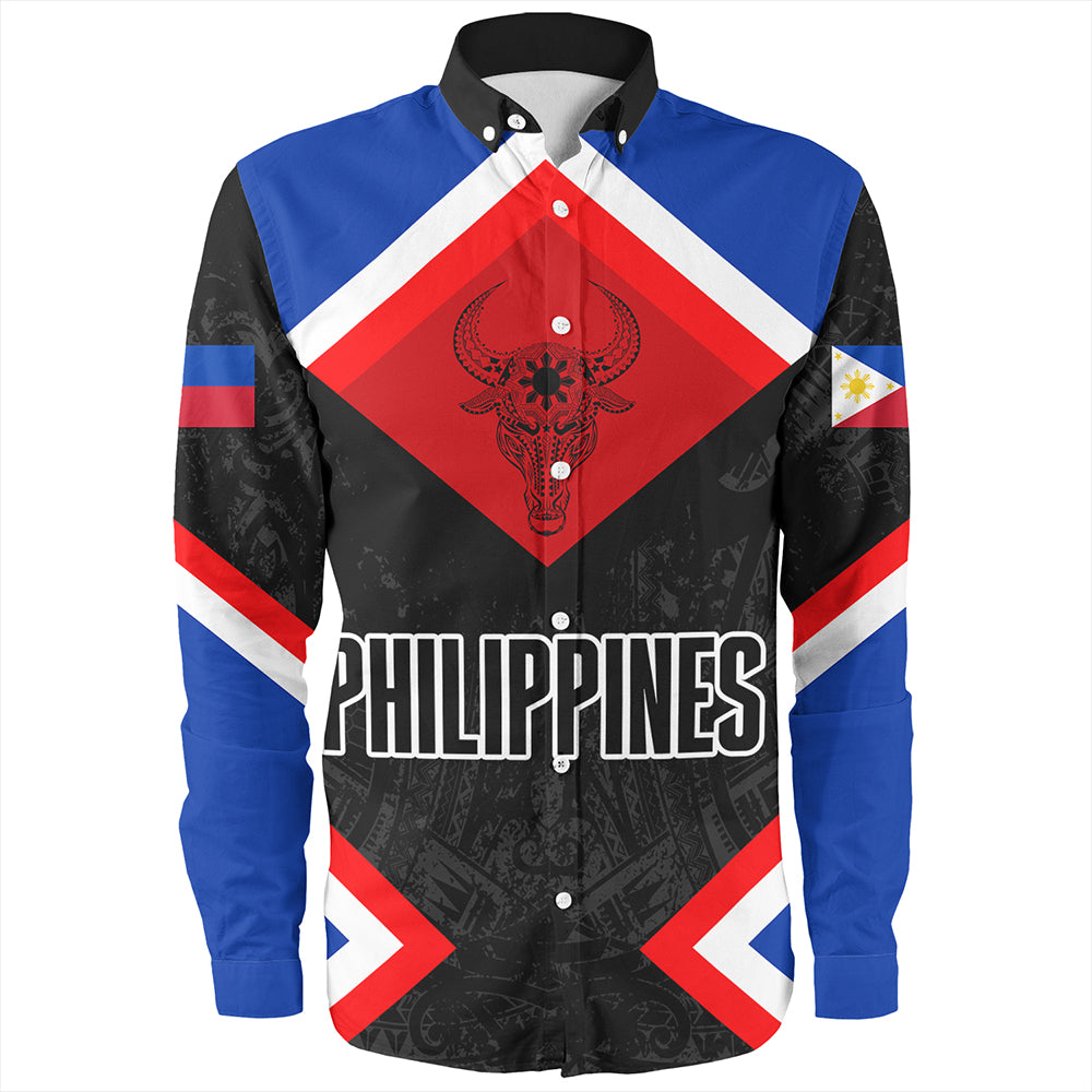 Philippines Long Sleeve Shirt Water Buffalo Sun Tribal Style