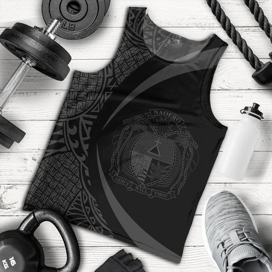 Nauru Tank Top Coat Of Arm Lauhala Gray Circle