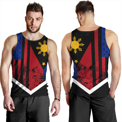 Philippines And American Tank Top Flag Half Concept Brush Style