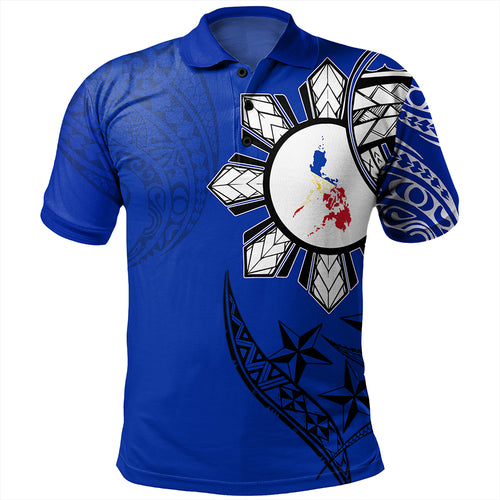 Philippines Polo Shirt Tribal Sun In My Heart Blue Style