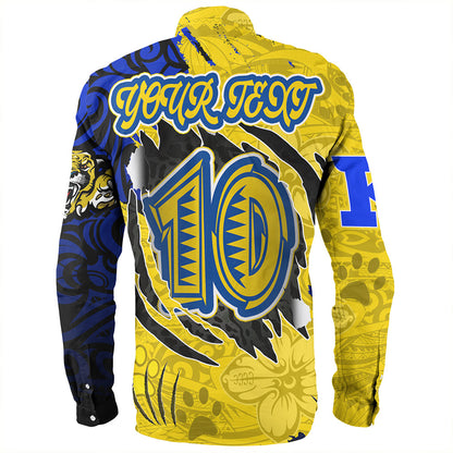 Hawaii Long Sleeve Shirt Custom Henry J. Kaiser High School Super Cougar Arm Sleeve Polynesian Tattoo