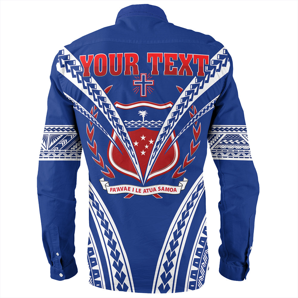 Samoa Long Sleeve Shirt Custom Polynesian Tribal Crest Design