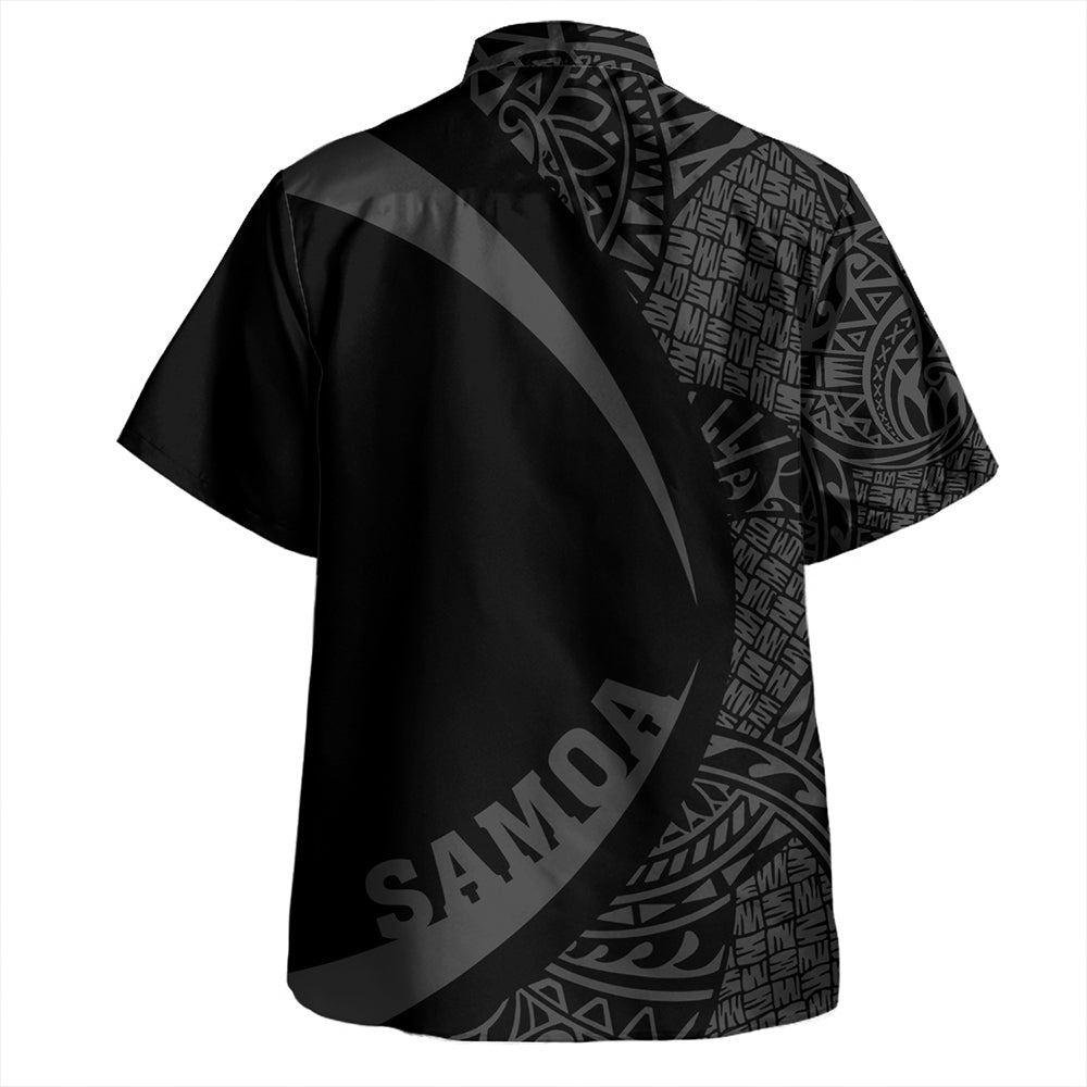 Samoa Hawaiian Shirt Coat Of Arm Lauhala Gray Circle