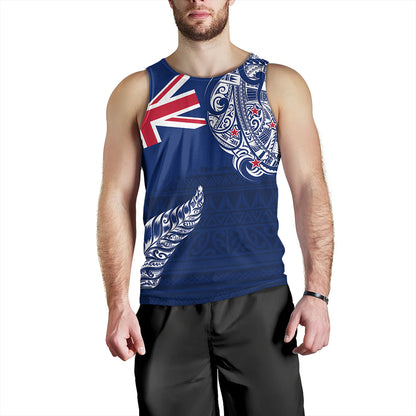 New Zealand Tank Top Aotearoa Maori Tribal Flag With Silver Frern