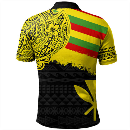 Kanaka Maoli Polo Shirt Polynesian Flag With Coat Of Arms