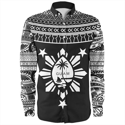 Guam Seal With Philippines Filipinos Sun Long Sleeve Shirt Tribal Island